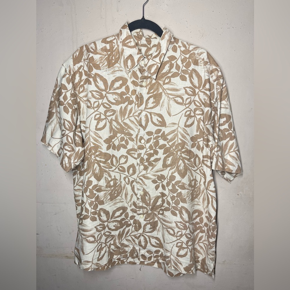 Vintage Tropical Print Short Sleeve Woven Shirt